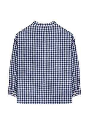 Camicia a quadri in cotone e lino blu e bianco LITTLE BEAR KIDS | 3242QUADROBLU